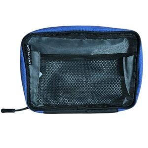 Travelon Nylon and Mesh Cosmetic Bag Makeup Case in Blue and Black